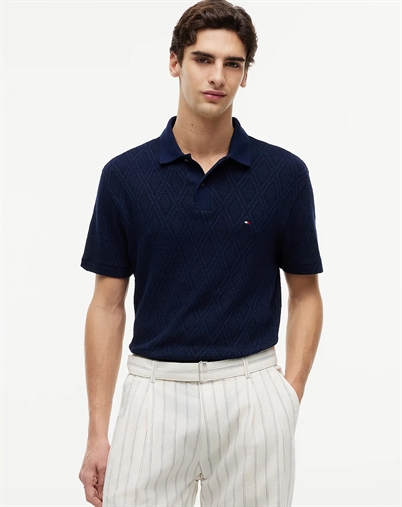 Tommy Hilfiger - Jacquard Classic Fit Polo Skjorte - Carbon Navy